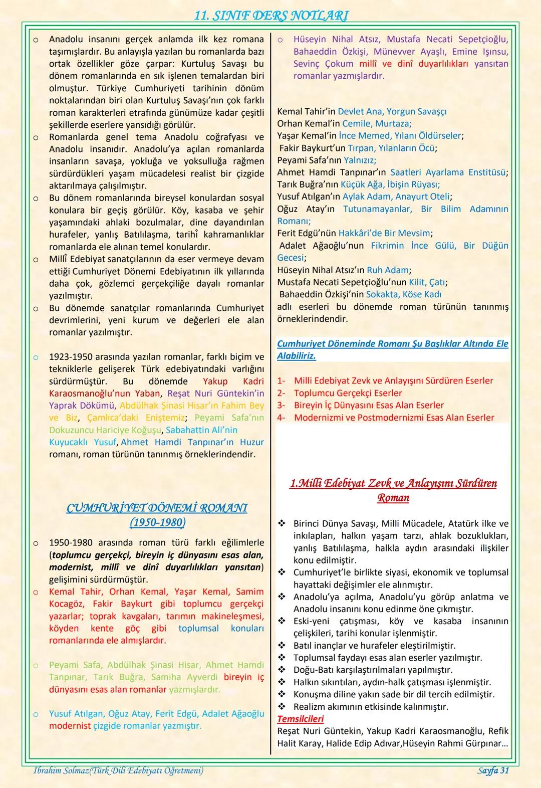 # 11. SINIF DERS NOTLARI
EDEBİYAT TOPLUM İLİŞKİSİ
Edebiyat; duygu, düşünce ve hayallerin insanlara
estetik bir zevk içerisinde sözlü veya