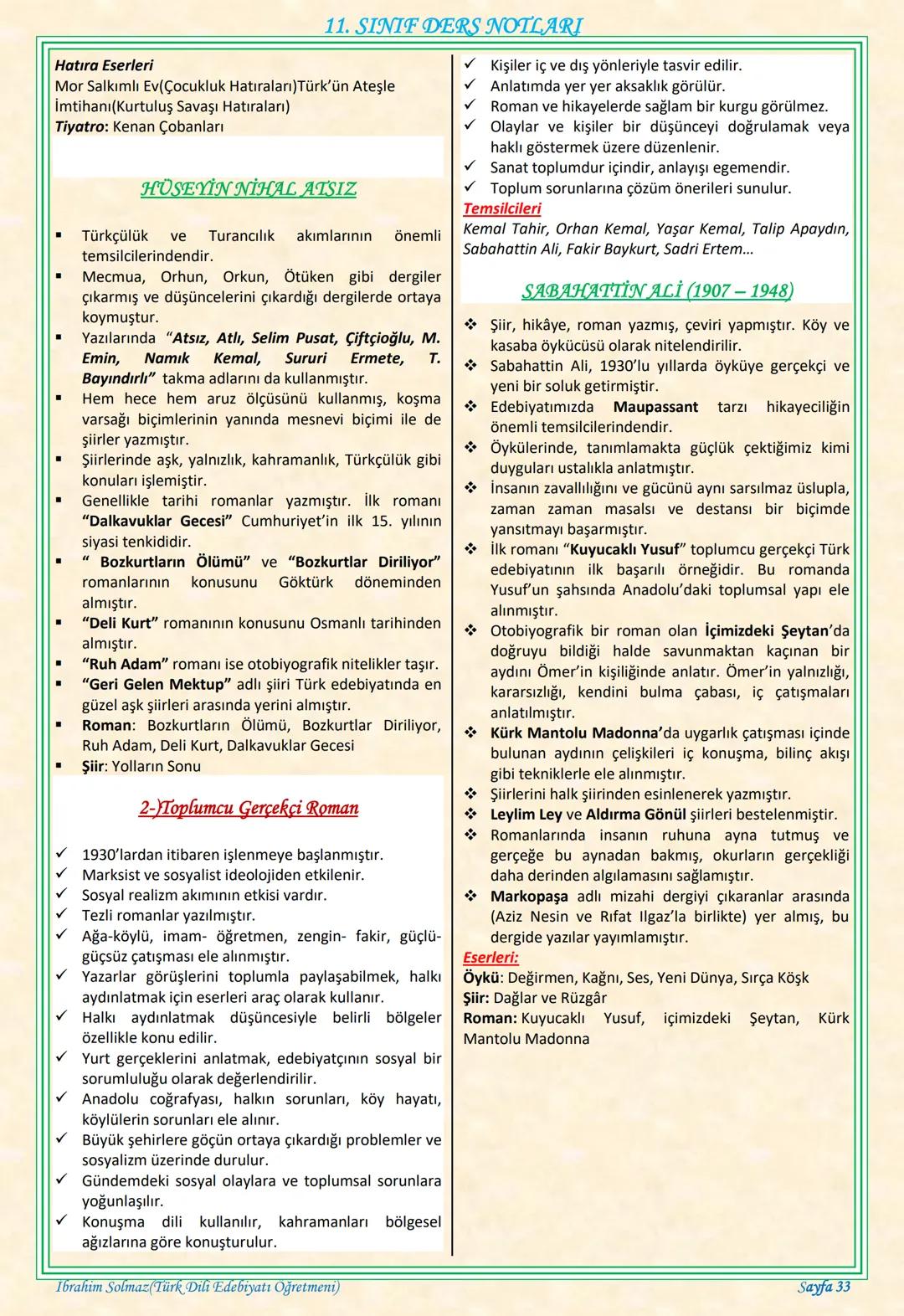 # 11. SINIF DERS NOTLARI
EDEBİYAT TOPLUM İLİŞKİSİ
Edebiyat; duygu, düşünce ve hayallerin insanlara
estetik bir zevk içerisinde sözlü veya