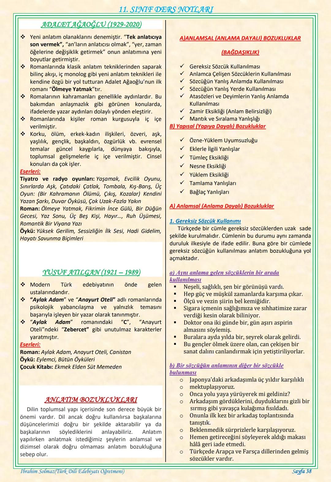 # 11. SINIF DERS NOTLARI
EDEBİYAT TOPLUM İLİŞKİSİ
Edebiyat; duygu, düşünce ve hayallerin insanlara
estetik bir zevk içerisinde sözlü veya