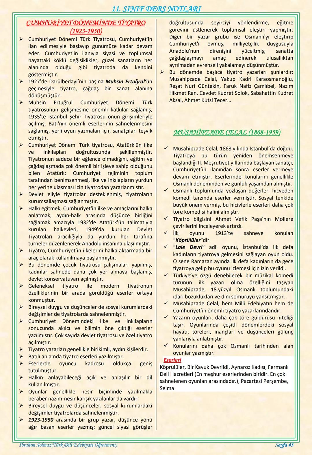 # 11. SINIF DERS NOTLARI
EDEBİYAT TOPLUM İLİŞKİSİ
Edebiyat; duygu, düşünce ve hayallerin insanlara
estetik bir zevk içerisinde sözlü veya