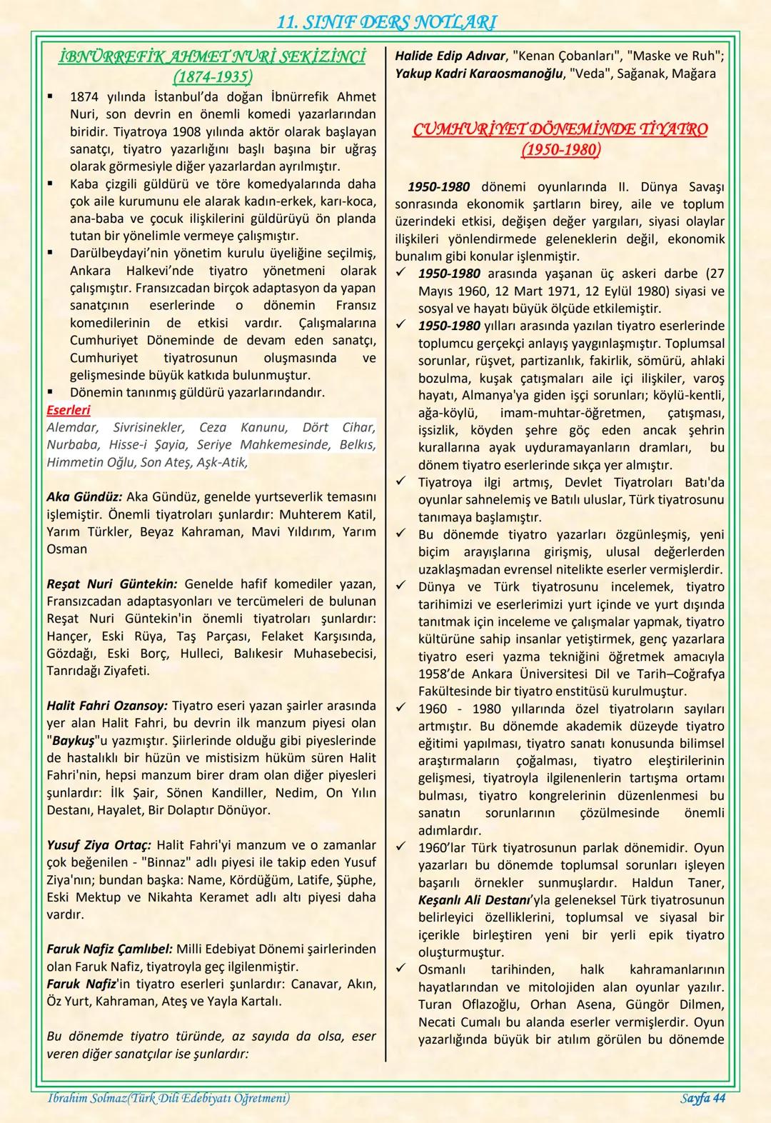 # 11. SINIF DERS NOTLARI
EDEBİYAT TOPLUM İLİŞKİSİ
Edebiyat; duygu, düşünce ve hayallerin insanlara
estetik bir zevk içerisinde sözlü veya