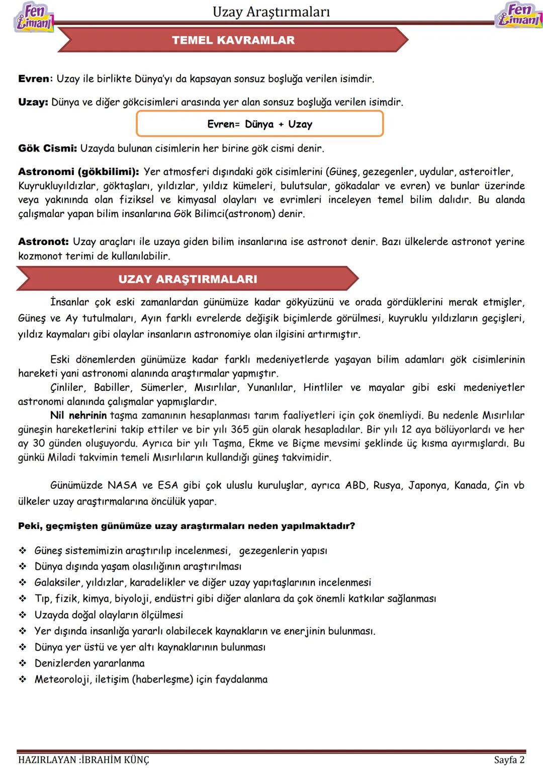 Fen
Limanj
# Uzay Araştırmaları
# UZAY
# ARAŞTIRMALARI
Konu/Kavramlar: Uydu, uzay kirliliği, gökyüzü gözlem araçları
F.7.1.1.1. Uzay tek