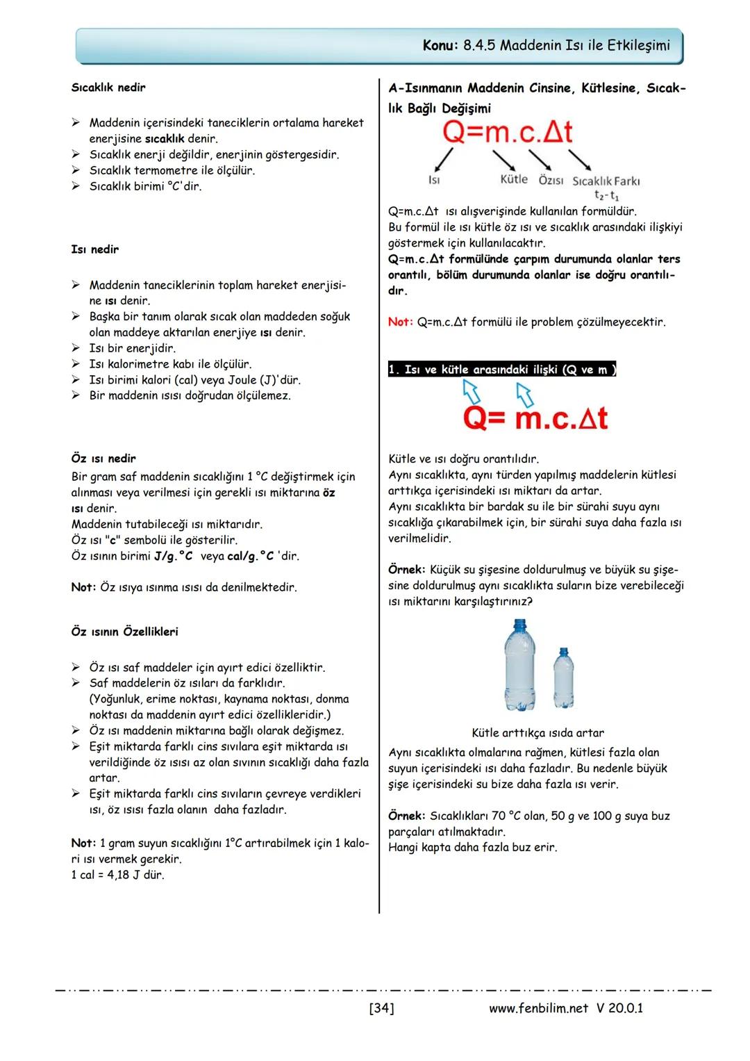 # 8.Sınıf Fen Bilimleri
Ders Notları
Barış ZEREN
Fen Bilimleri Öğretmeni
www.fenbilim.net V 20.0.1 # 1.Ünite: Mevsimler ve İklim
Konu: 8