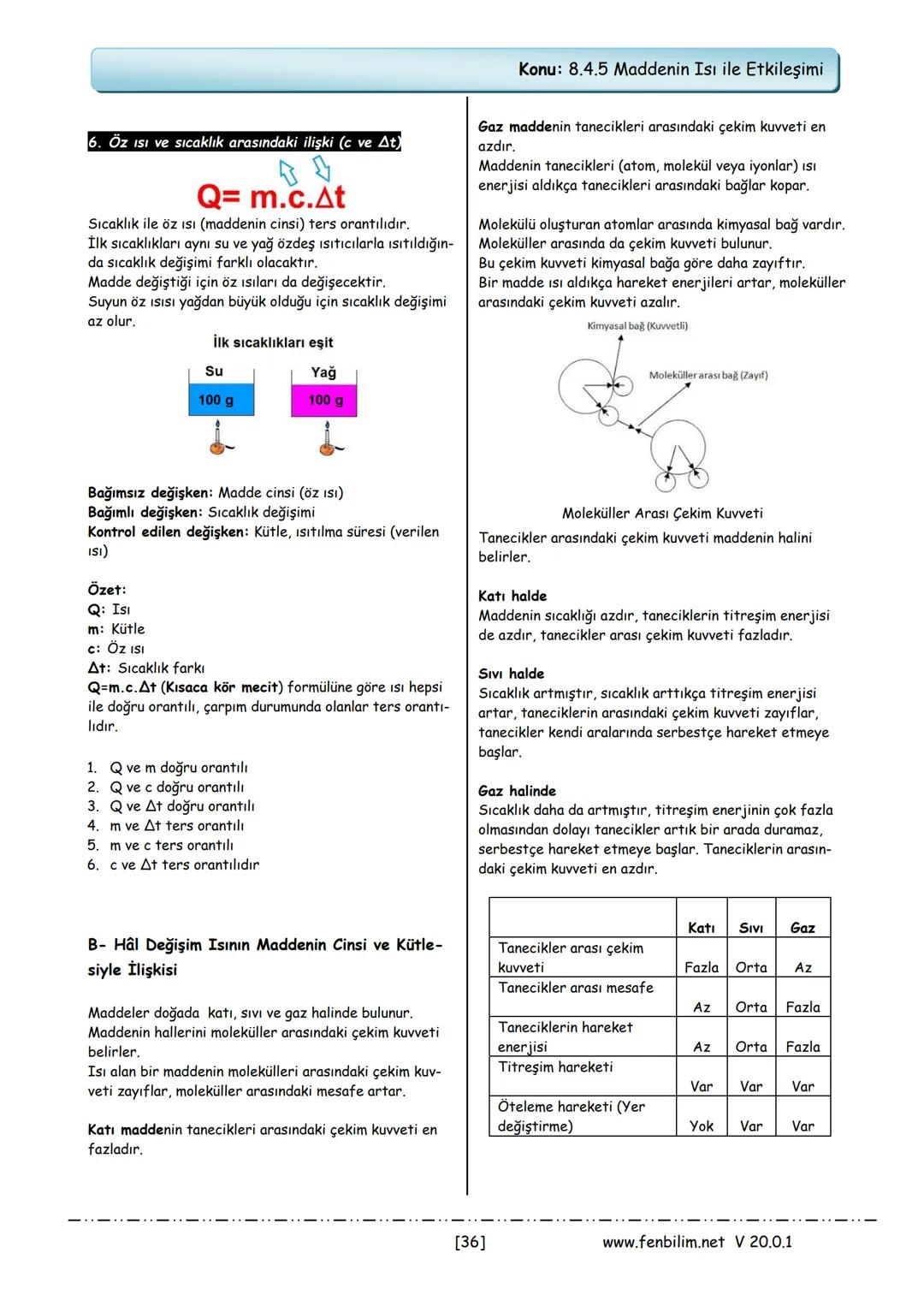 # 8.Sınıf Fen Bilimleri
Ders Notları
Barış ZEREN
Fen Bilimleri Öğretmeni
www.fenbilim.net V 20.0.1 # 1.Ünite: Mevsimler ve İklim
Konu: 8