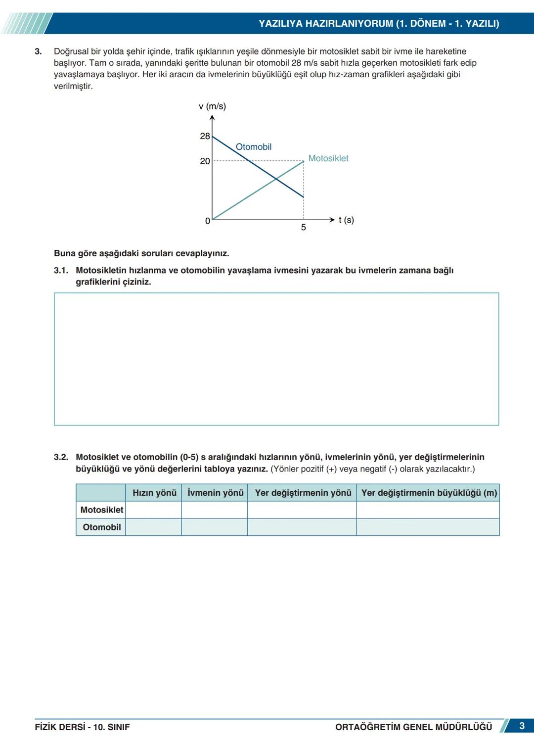 # FİZİK
10. SINIF
## YAZILIYA HAZIRLANIYORUM
### 1. DÖNEM - 1. YAZILI
1. Doğrusal bir yol kenarına ağaçlar, görseldeki gibi eşit aralıkl