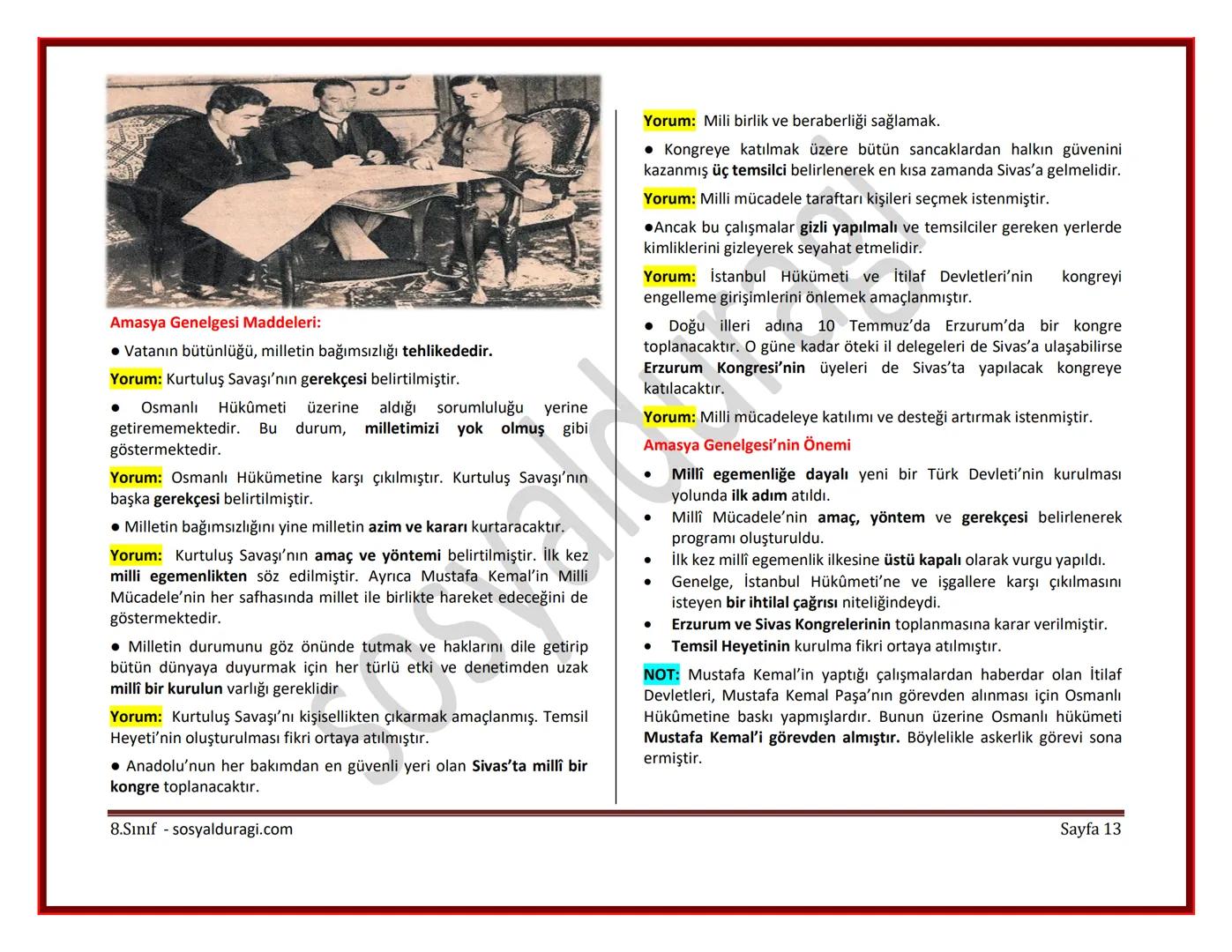 II. ÜNİTE: MİLLİ UYANIŞ: BAĞIMSIZLIK YOLUNDA ATILAN ADIMLAR DERS NOTLARI
I. DÜNYA SAVAŞI (1914-1918)
* Genel Sebepler
* 1789 Fransız İ