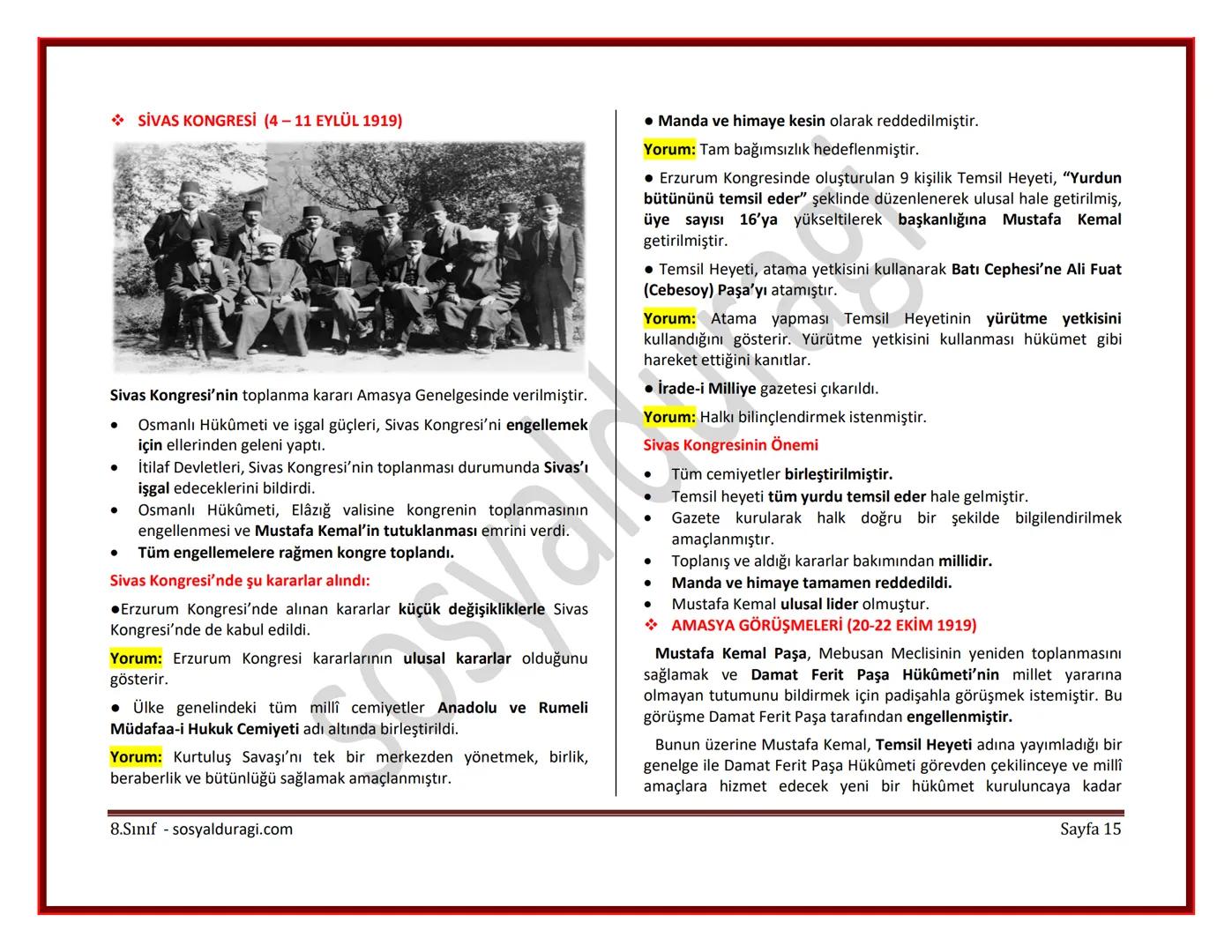 II. ÜNİTE: MİLLİ UYANIŞ: BAĞIMSIZLIK YOLUNDA ATILAN ADIMLAR DERS NOTLARI
I. DÜNYA SAVAŞI (1914-1918)
* Genel Sebepler
* 1789 Fransız İ
