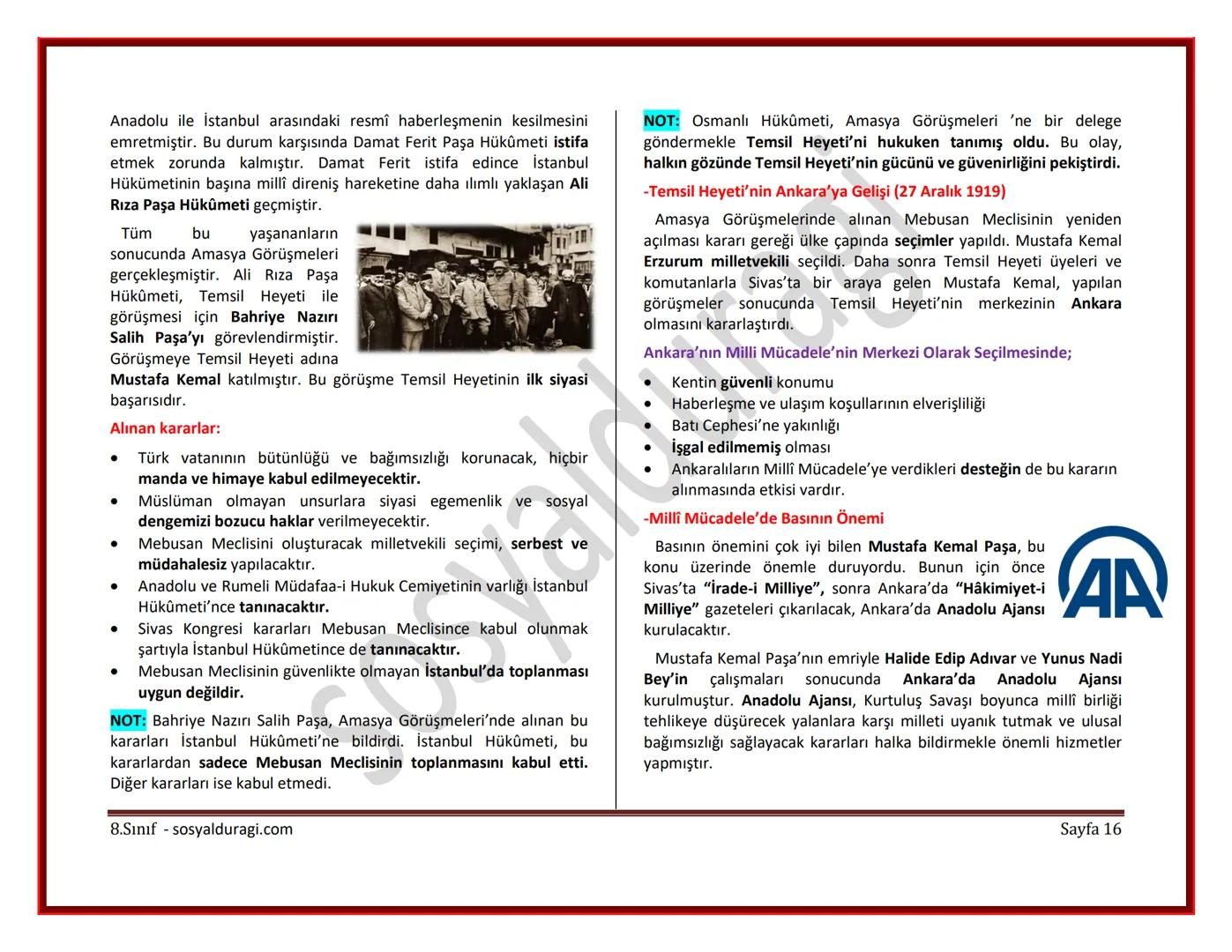 II. ÜNİTE: MİLLİ UYANIŞ: BAĞIMSIZLIK YOLUNDA ATILAN ADIMLAR DERS NOTLARI
I. DÜNYA SAVAŞI (1914-1918)
* Genel Sebepler
* 1789 Fransız İ