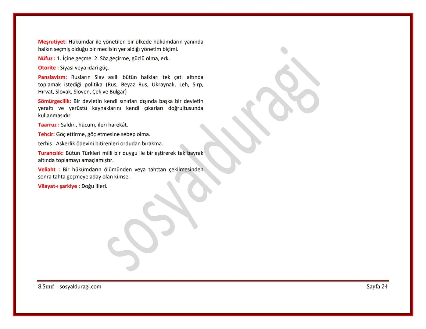 II. ÜNİTE: MİLLİ UYANIŞ: BAĞIMSIZLIK YOLUNDA ATILAN ADIMLAR DERS NOTLARI
I. DÜNYA SAVAŞI (1914-1918)
* Genel Sebepler
* 1789 Fransız İ