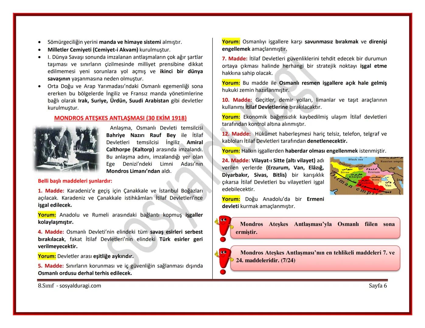 II. ÜNİTE: MİLLİ UYANIŞ: BAĞIMSIZLIK YOLUNDA ATILAN ADIMLAR DERS NOTLARI
I. DÜNYA SAVAŞI (1914-1918)
* Genel Sebepler
* 1789 Fransız İ