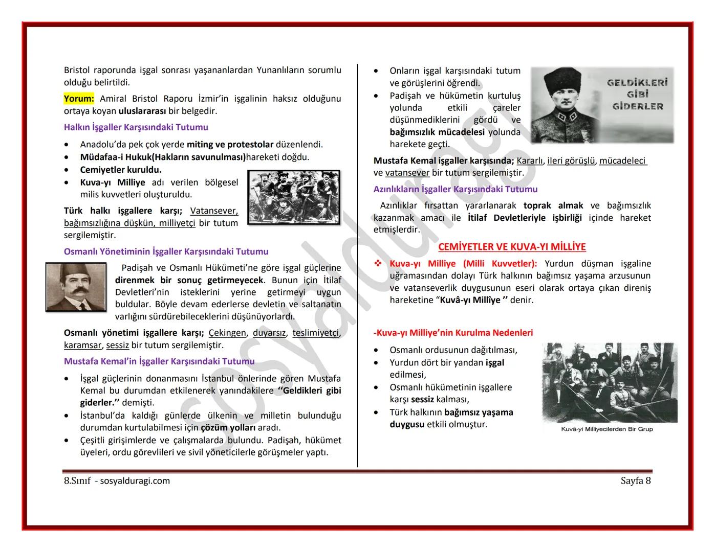 II. ÜNİTE: MİLLİ UYANIŞ: BAĞIMSIZLIK YOLUNDA ATILAN ADIMLAR DERS NOTLARI
I. DÜNYA SAVAŞI (1914-1918)
* Genel Sebepler
* 1789 Fransız İ