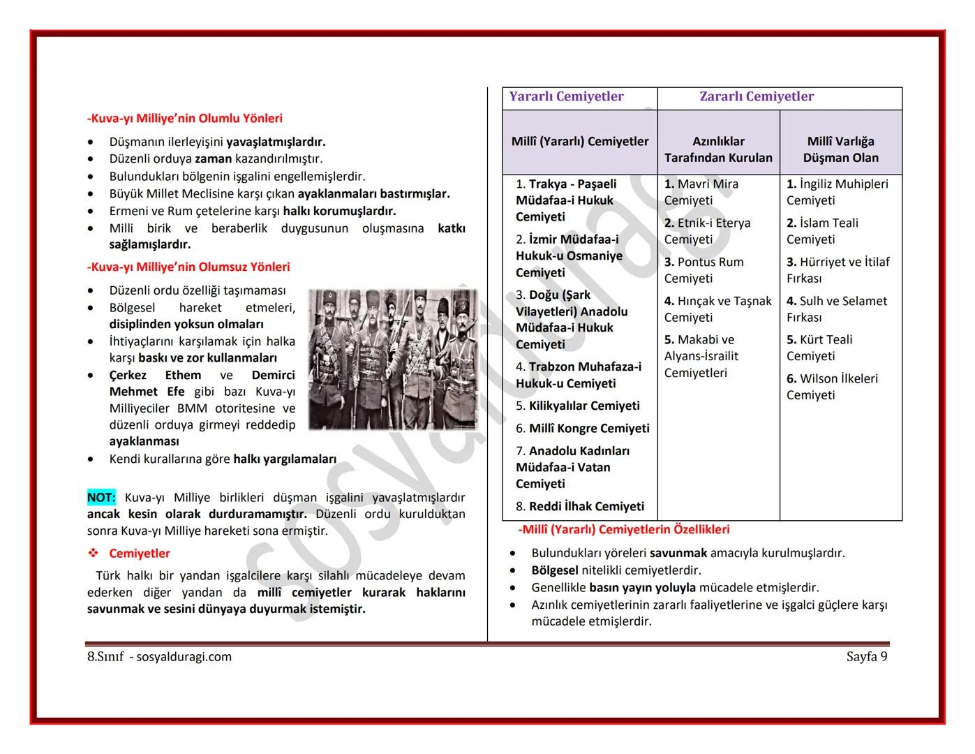 II. ÜNİTE: MİLLİ UYANIŞ: BAĞIMSIZLIK YOLUNDA ATILAN ADIMLAR DERS NOTLARI
I. DÜNYA SAVAŞI (1914-1918)
* Genel Sebepler
* 1789 Fransız İ