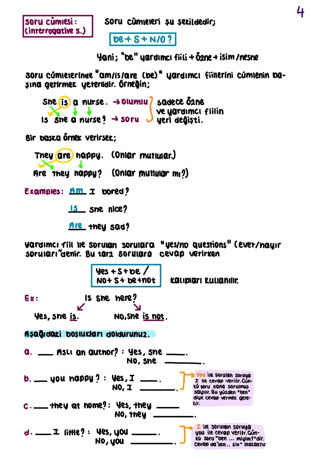 Simple present tense:
I isim cümleleri
-isim cümleleri içinde fiil (eylem) bulunmayan cum-
lelerdir.
Örneğin; "Ali çok mutlu." cümlesinde