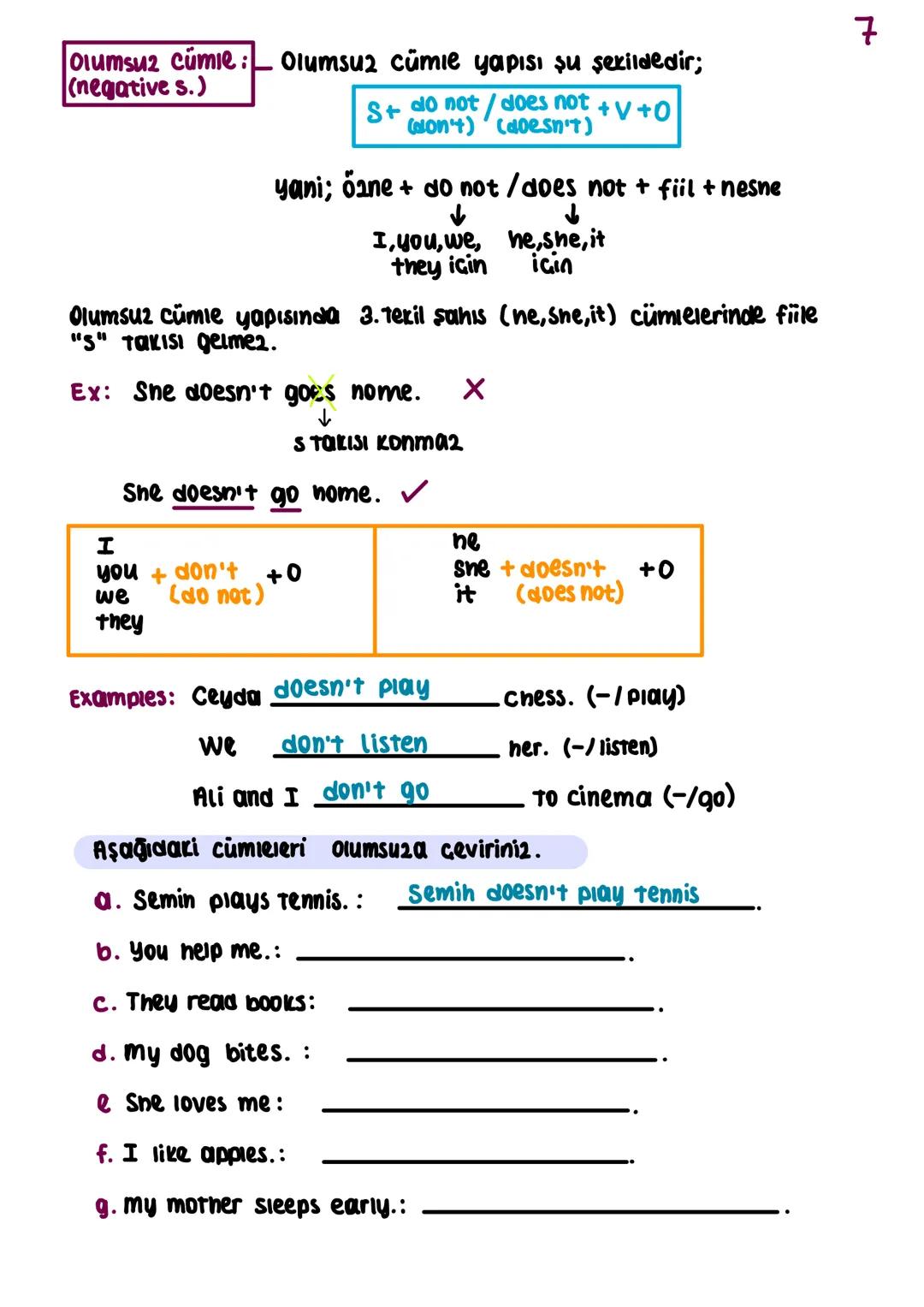 Simple present tense:
I isim cümleleri
-isim cümleleri içinde fiil (eylem) bulunmayan cum-
lelerdir.
Örneğin; "Ali çok mutlu." cümlesinde