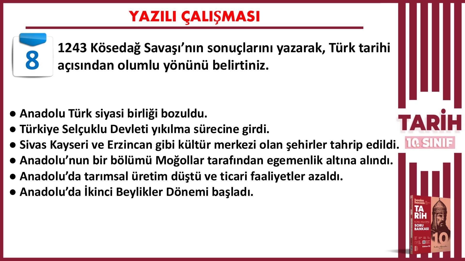 # 10. SINIF
# TARİH
# *1. DÖNEM
# 1. YAZILIYA
# HAZIRLIK
## Gökhan Öz
## BENİM
## HOCAM
## LİSE # YAZILI ÇALIŞMASI
BULGARLAR
1
Selanik
A