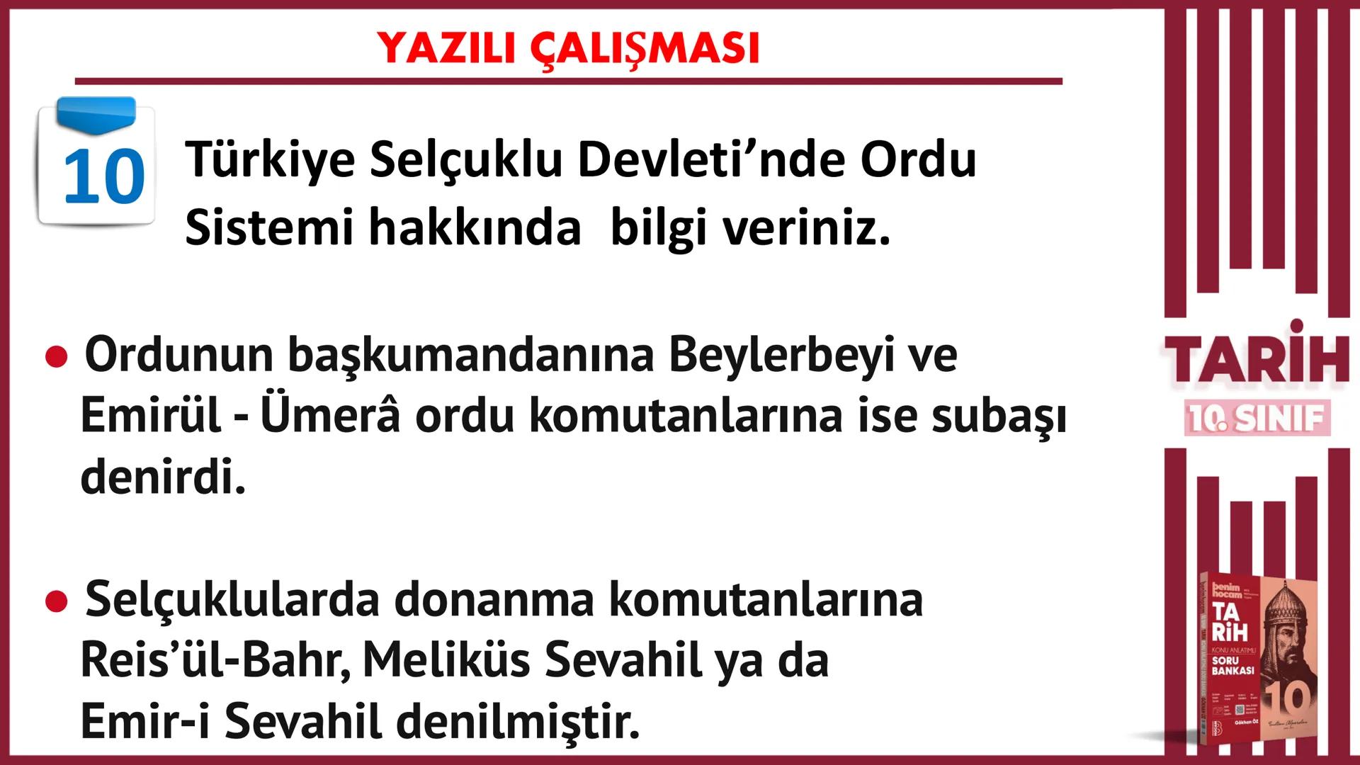 # 10. SINIF
# TARİH
# *1. DÖNEM
# 1. YAZILIYA
# HAZIRLIK
## Gökhan Öz
## BENİM
## HOCAM
## LİSE # YAZILI ÇALIŞMASI
BULGARLAR
1
Selanik
A