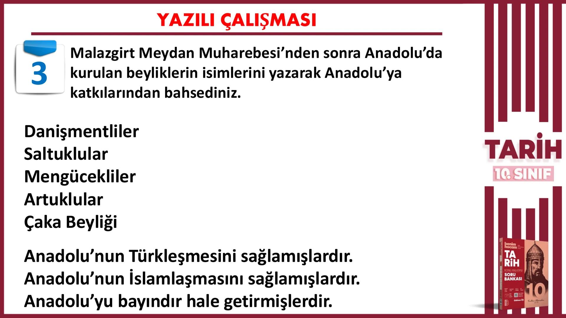 # 10. SINIF
# TARİH
# *1. DÖNEM
# 1. YAZILIYA
# HAZIRLIK
## Gökhan Öz
## BENİM
## HOCAM
## LİSE # YAZILI ÇALIŞMASI
BULGARLAR
1
Selanik
A