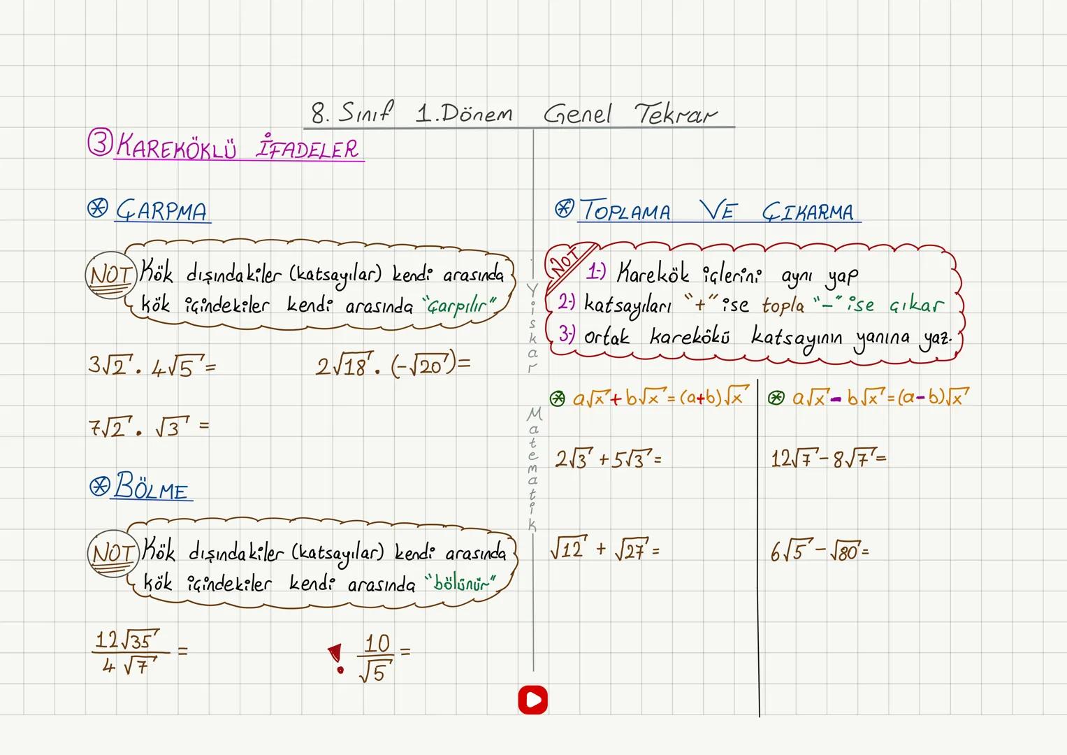 # LGS MATEMATİK
# 1.DÖNEM GENEL
# TEKRAR ① Garpanlar ve Katlar
↳ Garpan Bulma
↳ Asal Garparlara Ayırma
↳ EBOB ve Eкок
↳ Aralarında Asallık