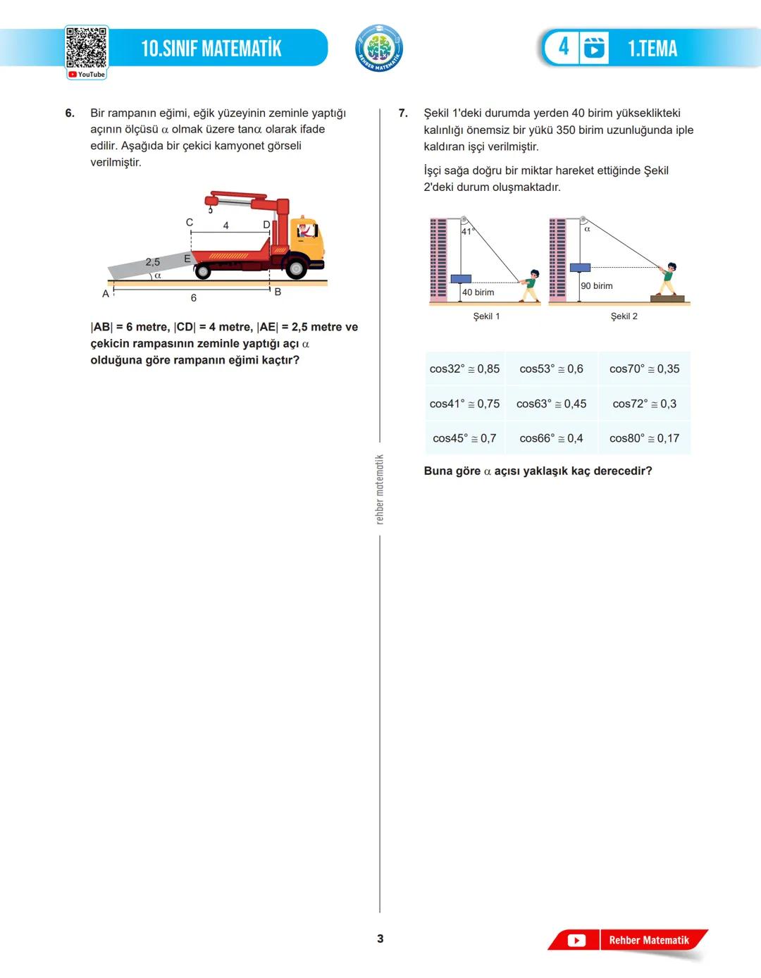 REHBER MAT
MATEMATIK
# 1.TEMA
## 4.DERS
# GEOMETRİK
# ŞEKİLLER
MAT.10.1.1. Dik üçgende trigonometrik oranlara (sinüs, kosinüs, tanjant,
