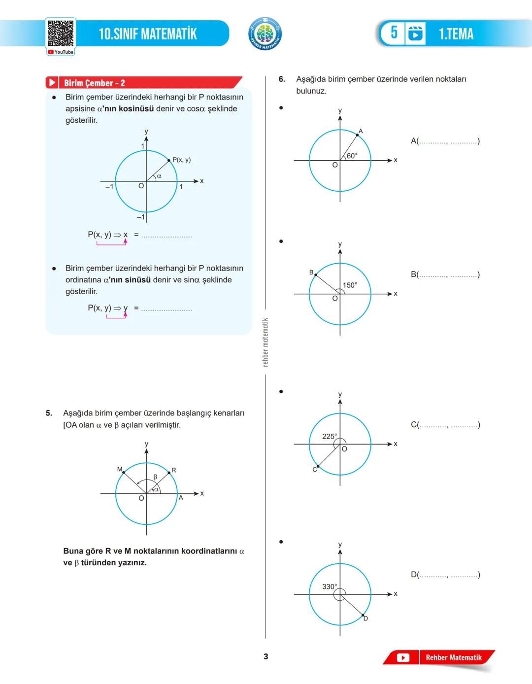 REHBER MAT
# 1.TEMA
## 5.DERS
# GEOMETRİK
# ŞEKİLLER
MAT.10.1.1. Dik üçgende trigonometrik oranlara (sinüs, kosinüs, tanjant, kotanjant)