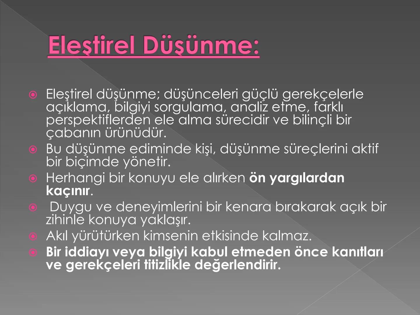 DÜŞÜNME
EĞİTİMİ # 1. ÜNİTE:
# DÜŞÜNME VE ÖZ
# ETKİLİLİK "Kavramların düşünmedeki
rolü nedir?"
• Kavram: Düşüncenin en temel birimi
olarak ka