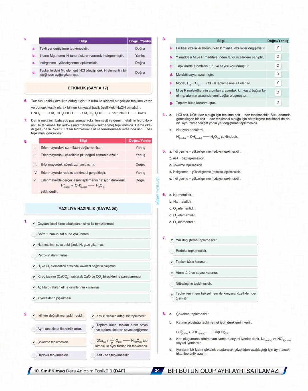 VİDEO ÇÖZÜMLÜ
NE ZOR
NE KOLAY
MÜFREDAT
KIVAMINDA
Kimya
Ders Anlatım Fasikülü
Kimyasal Değişimler ve Tepkime Türleri
YENİ MAARİF MODELİN