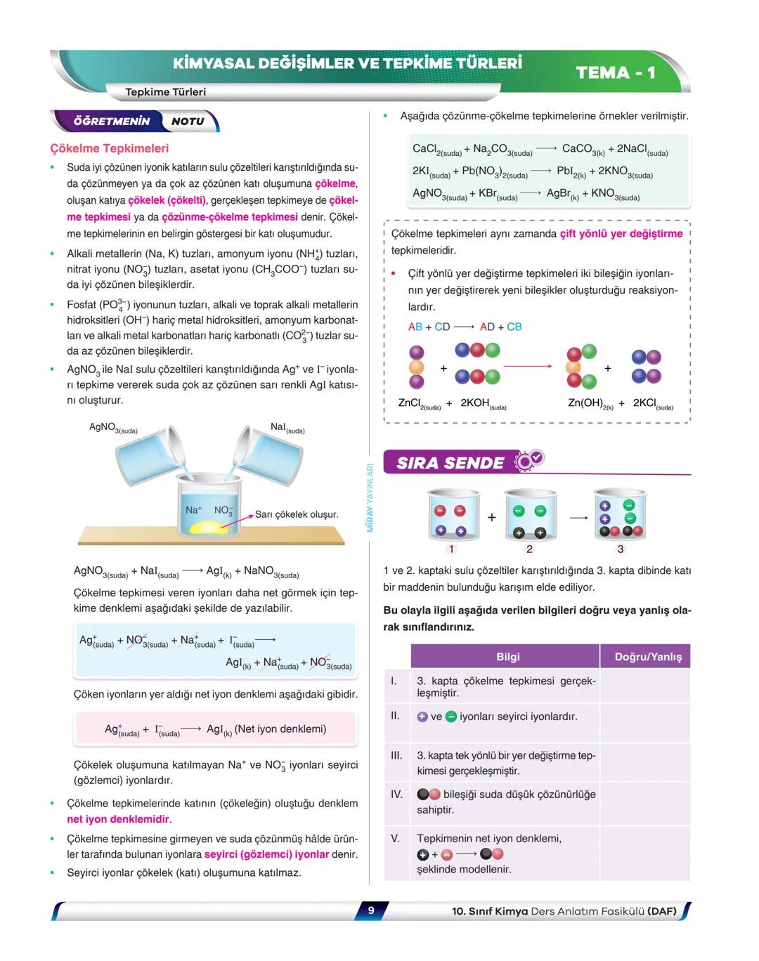 VİDEO ÇÖZÜMLÜ
NE ZOR
NE KOLAY
MÜFREDAT
KIVAMINDA
Kimya
Ders Anlatım Fasikülü
Kimyasal Değişimler ve Tepkime Türleri
YENİ MAARİF MODELİN