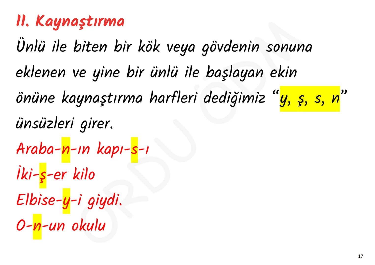 YKS-TÜRKÇE
SES BİLGİSİ
ORDU ÖDM # 1. Ünsüz Yumuşaması (Değişmesi)
p, ç, t, k ünsüzlerinden
biriyle biten sözcük ünlüyle
başlayan bir ek a