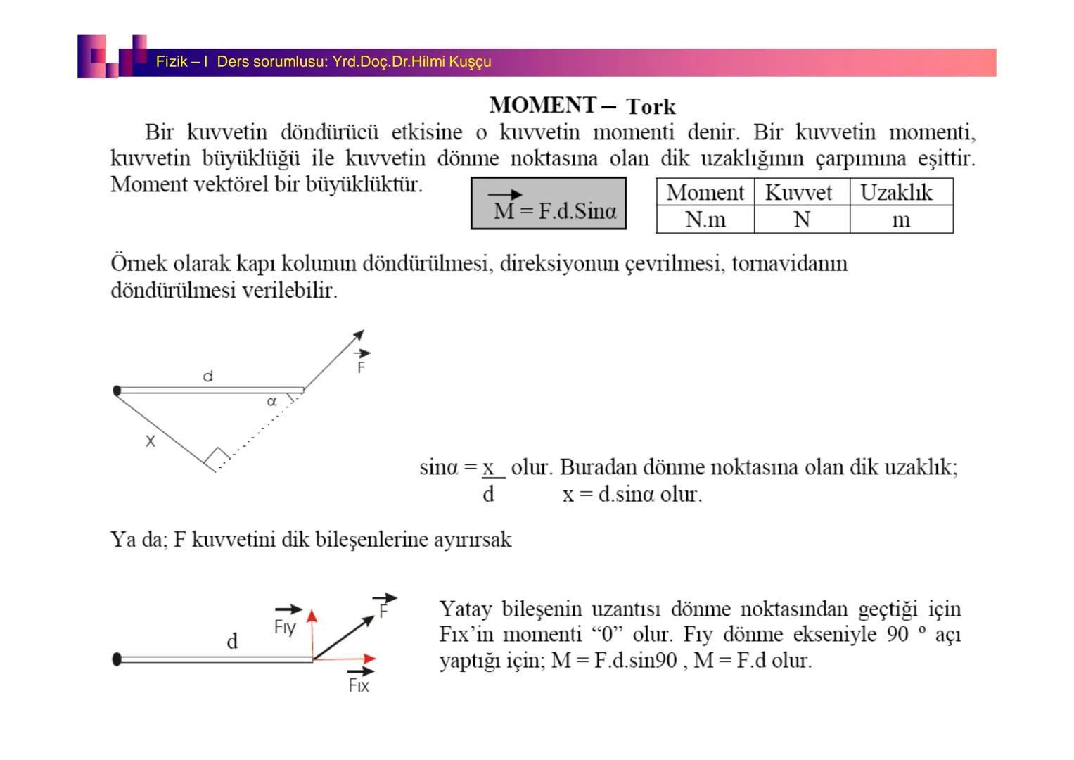 Fizik I (Fizik ve Ölçme) - Ders sorumlusu: Yrd. Doç.Dr.Hilmi Kuşçu
Bu bölümde;
•Fizik ve Fiziğin Yöntemleri,
•Fiziksel Nicelikler, Standa