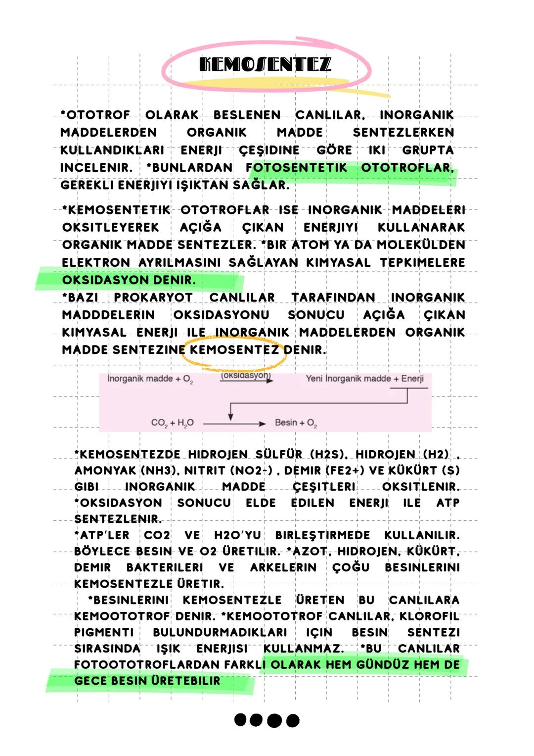 # KEMOSENTEZ
*OTOTROF OLARAK BESLENEN CANLILAR, INORGANIK
MADDELERDEN ORGANIK MADDE SENTEZLERKEN
KULLANDIKLARI ENERJI ÇEŞIDINE GÖRE IKI GRU
