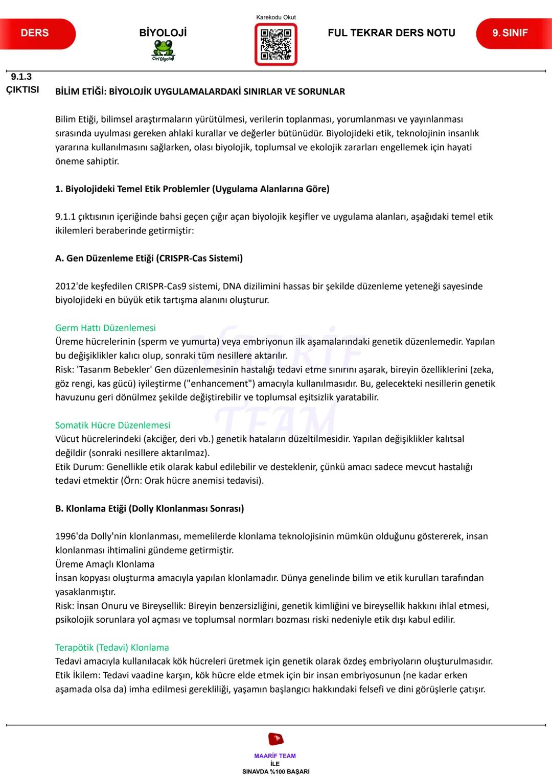 2025-2026
TÜRKİYE YÜZYILI MAARİF MODELİ
# 9. SINIF
Cici Biyoloji
BİYOLOJİ
Cici Biyoloji
FULL TEKRAR DERS NOTLARI (1. YAZILIYA KADAR)
#