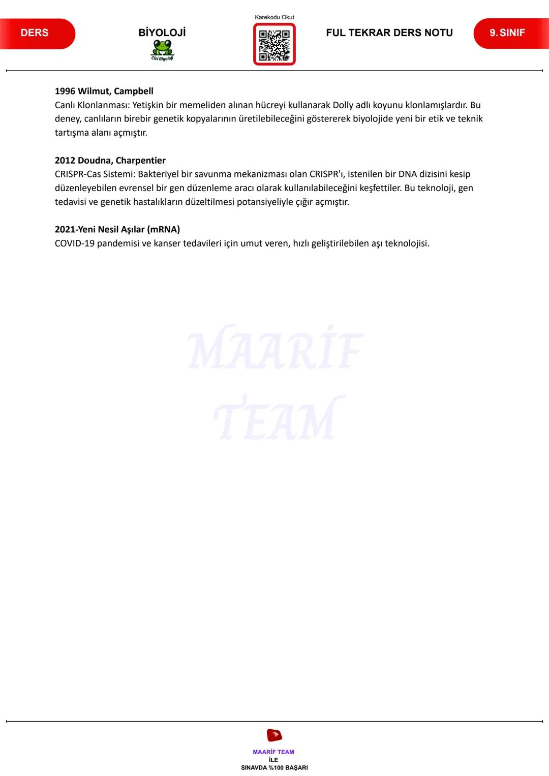 2025-2026
TÜRKİYE YÜZYILI MAARİF MODELİ
# 9. SINIF
Cici Biyoloji
BİYOLOJİ
Cici Biyoloji
FULL TEKRAR DERS NOTLARI (1. YAZILIYA KADAR)
#