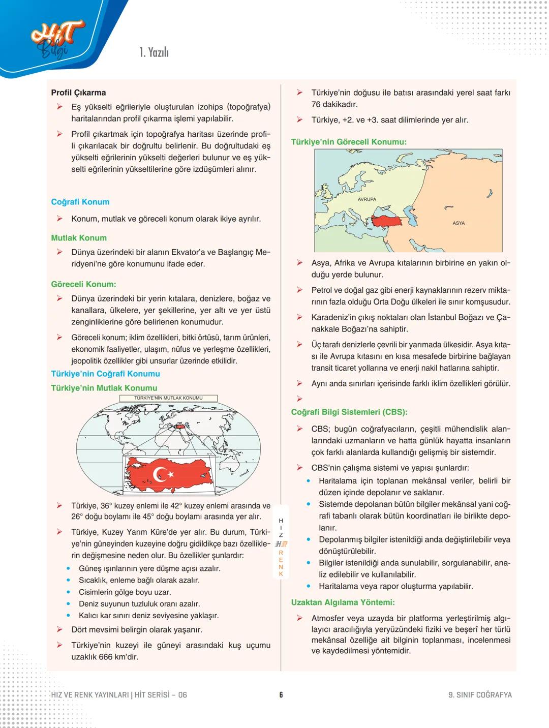9.
Coğrafya
Sınıf
Tema
1. Dönem
Konu
1. Yazılı
HR
HIZ VE RENK
4
सा
06
DOĞA VE İNSAN ETKİLEŞİMİ
➤ Doğal ortam; litosfer (taş küre), atmosf