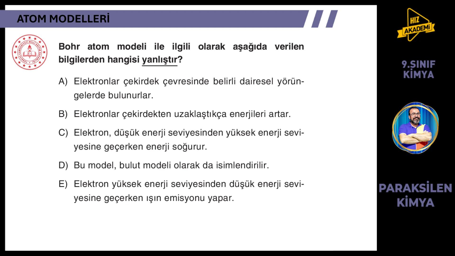 # 1. TEMA
1.2.1
ATOM
TEORİLERİ
VE ATOMUN
YAPISI
9.SINIF
KİMYA
PARAKSİLEN
KİMYA # BU KONUDAN ÇÖZECEĞİMİZ SORU SAYISI
# 72
# 9.SINIF KİMY