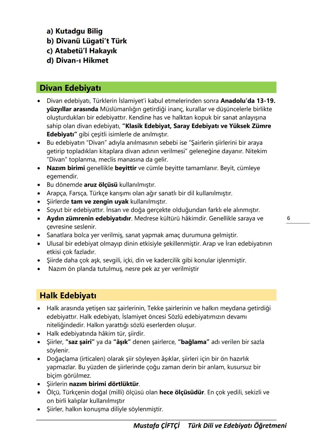 TES-IS
ADOLU LİSESİ
Μ.Ε. Β.
2006
SANLIURFA
TES-İŞ ANADOLU LİSESİ
10. SINIF
TÜRK DİLİ VE EDEBİYATI DERS
NOTLARI
(YENİ MÜFREDATA GÖRE HAZIR