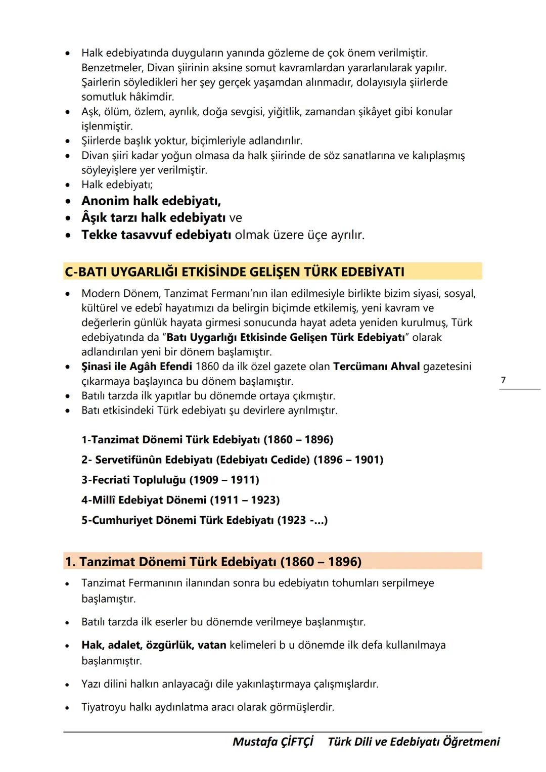 TES-IS
ADOLU LİSESİ
Μ.Ε. Β.
2006
SANLIURFA
TES-İŞ ANADOLU LİSESİ
10. SINIF
TÜRK DİLİ VE EDEBİYATI DERS
NOTLARI
(YENİ MÜFREDATA GÖRE HAZIR