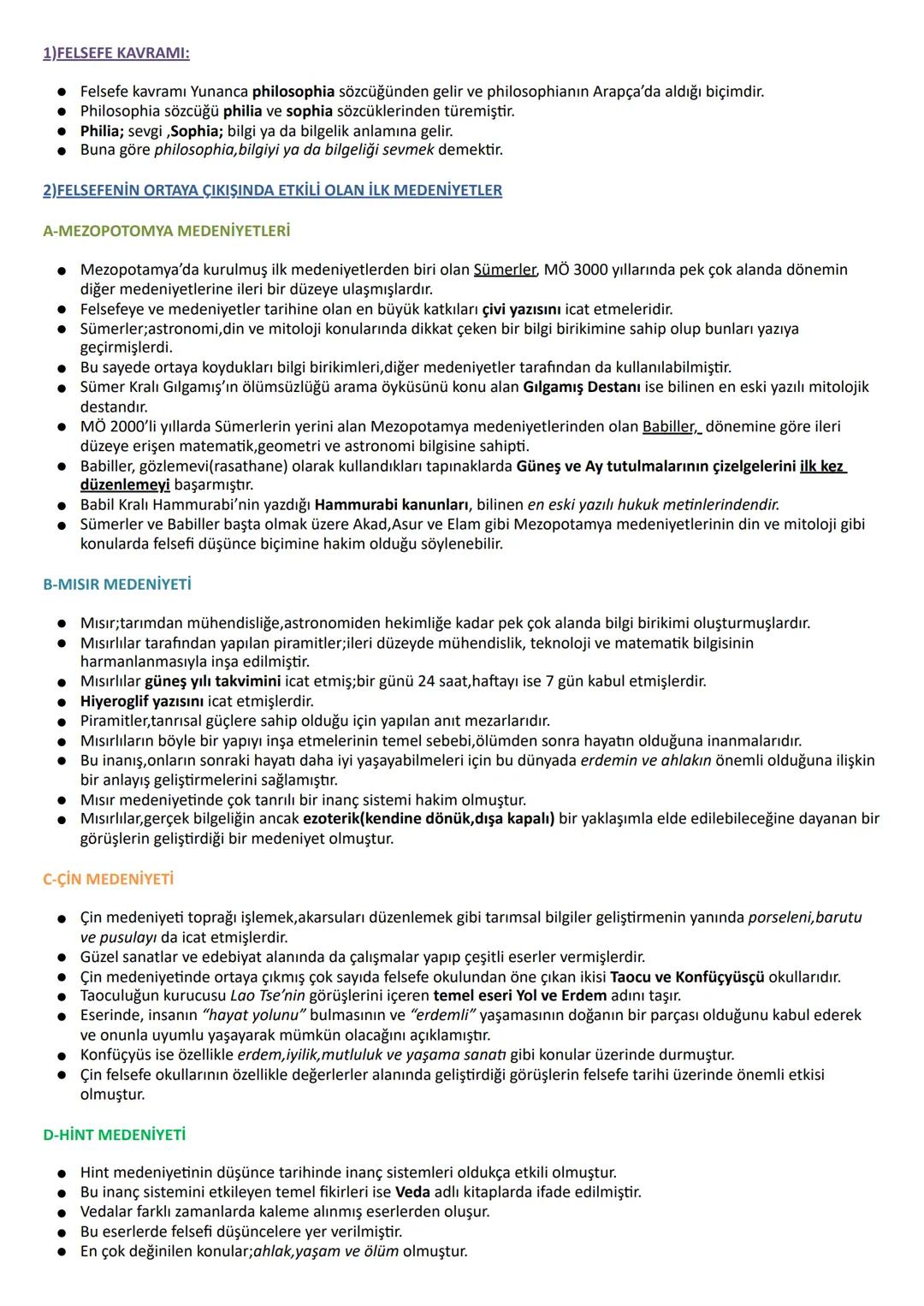 1) FELSEFE KAVRAMI:
- Felsefe kavramı Yunanca philosophia sözcüğünden gelir ve philosophianın Arapça'da aldığı biçimdir.
- Philosophia sözcü