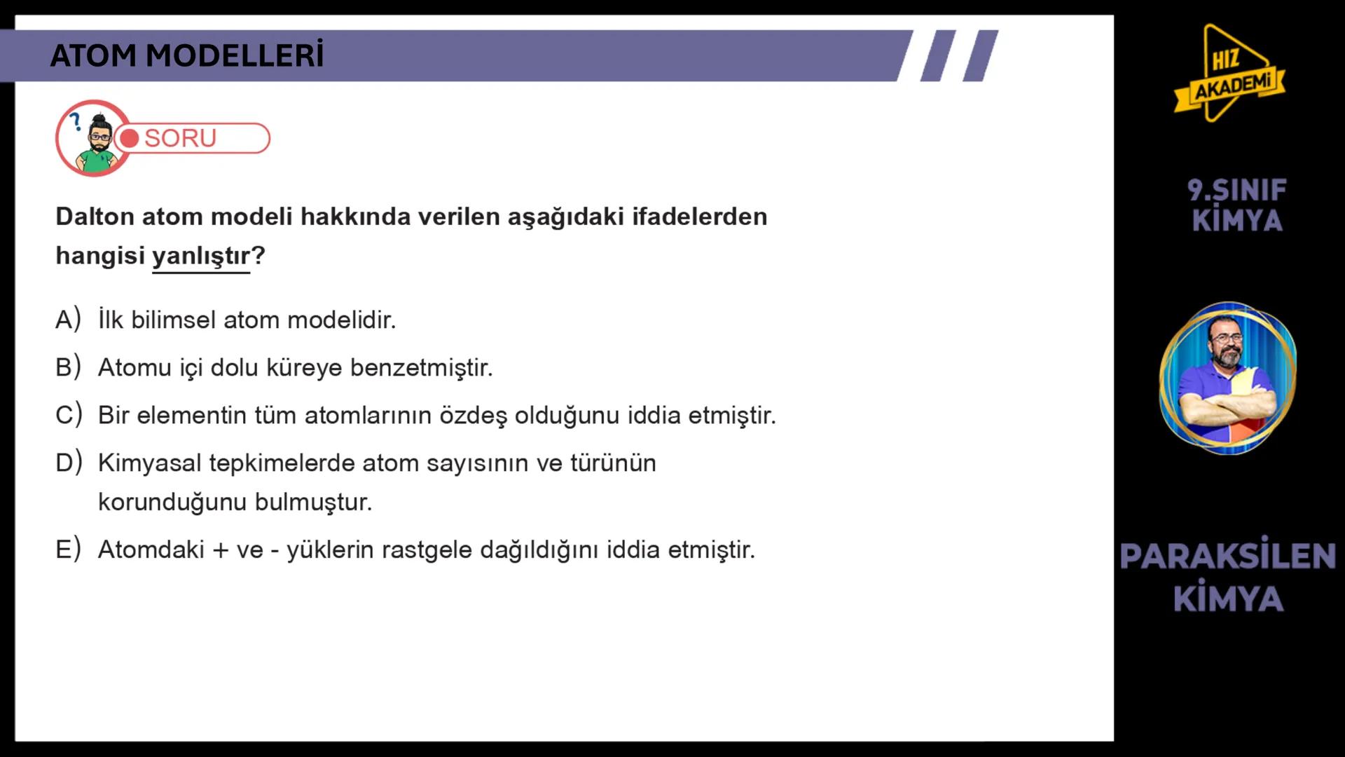# 1. TEMA
1.2.1
ATOM
TEORILERI
VE ATOMUN
YAPISI
9.SINIF
KIMYA
PARAKSİLEN
KİMYA # BU KONUDAN ÇÖZECEĞİMİZ SORU SAYISI
# 72
9.SINIF
KİMYA