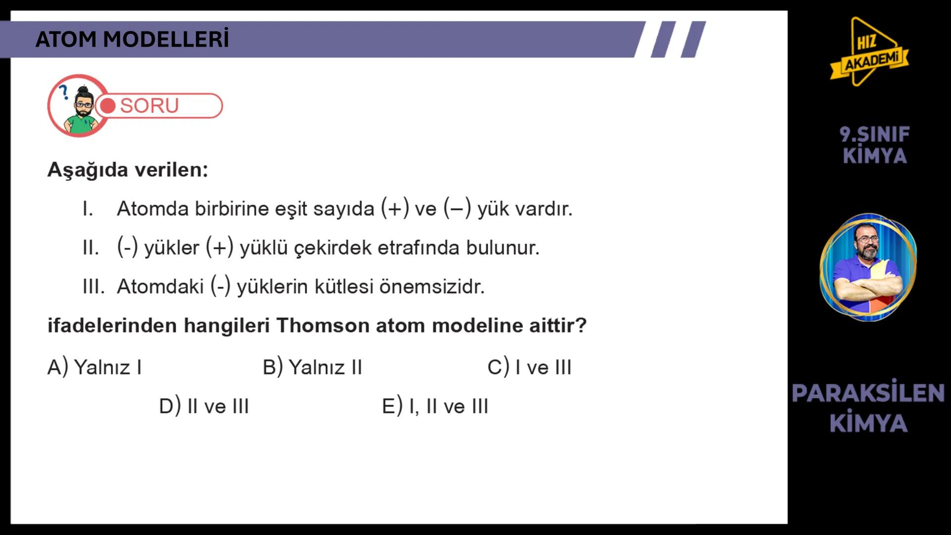 # 1. TEMA
1.2.1
ATOM
TEORILERI
VE ATOMUN
YAPISI
9.SINIF
KIMYA
PARAKSİLEN
KİMYA # BU KONUDAN ÇÖZECEĞİMİZ SORU SAYISI
# 72
9.SINIF
KİMYA