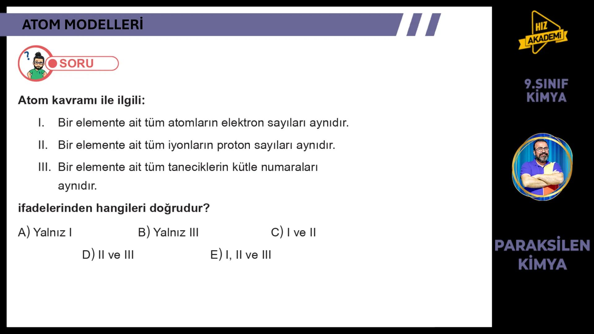 # 1. TEMA
1.2.1
ATOM
TEORILERI
VE ATOMUN
YAPISI
9.SINIF
KIMYA
PARAKSİLEN
KİMYA # BU KONUDAN ÇÖZECEĞİMİZ SORU SAYISI
# 72
9.SINIF
KİMYA