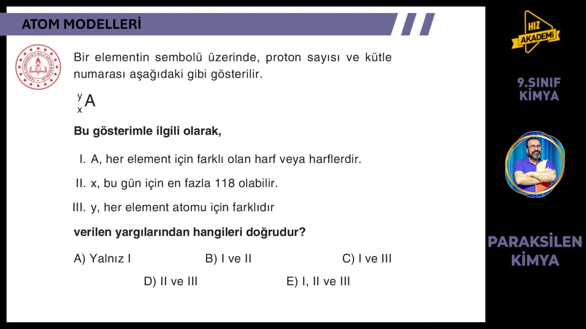 # 1. TEMA
1.2.1
ATOM
TEORILERI
VE ATOMUN
YAPISI
9.SINIF
KIMYA
PARAKSİLEN
KİMYA # BU KONUDAN ÇÖZECEĞİMİZ SORU SAYISI
# 72
9.SINIF
KİMYA