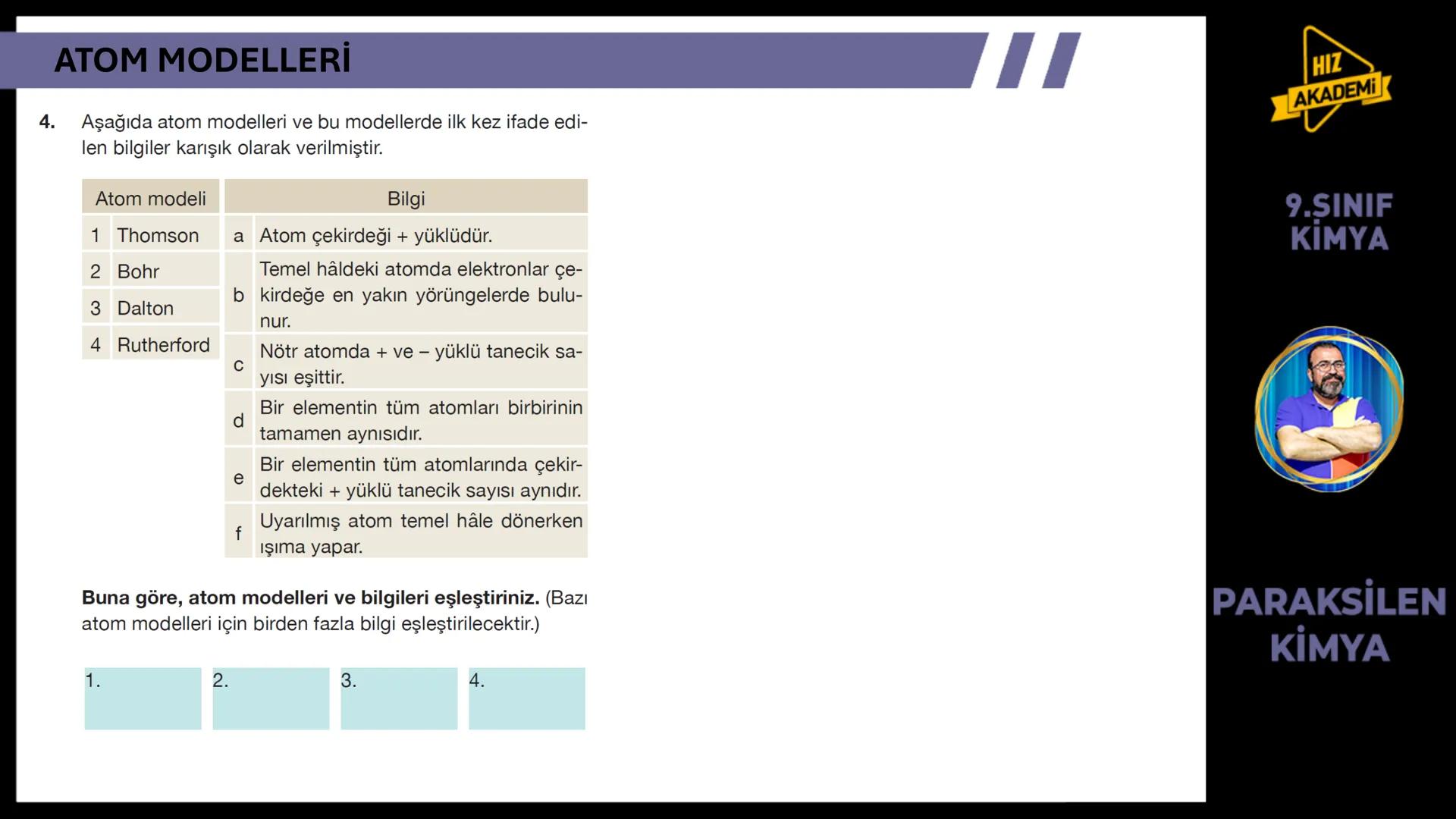 # 1. TEMA
1.2.1
ATOM
TEORILERI
VE ATOMUN
YAPISI
9.SINIF
KIMYA
PARAKSİLEN
KİMYA # BU KONUDAN ÇÖZECEĞİMİZ SORU SAYISI
# 72
9.SINIF
KİMYA