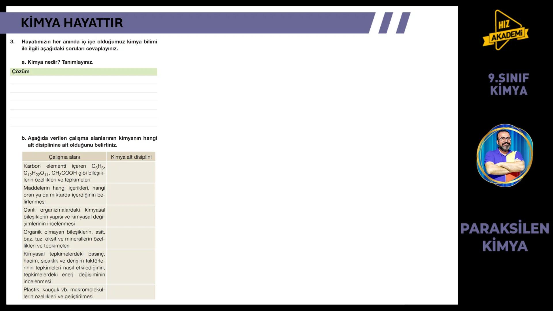 CH3
KİMYA
HAYATTIR
9. SINIF 1. ТЕМА
OH
NcH
BAVA
00
NGOHCH
HCG
OH
ETKİLEŞİM:
* Kimya Hayattır
0800
HIZ
AKADEMİ
9.SINIF
KİMYA
PA