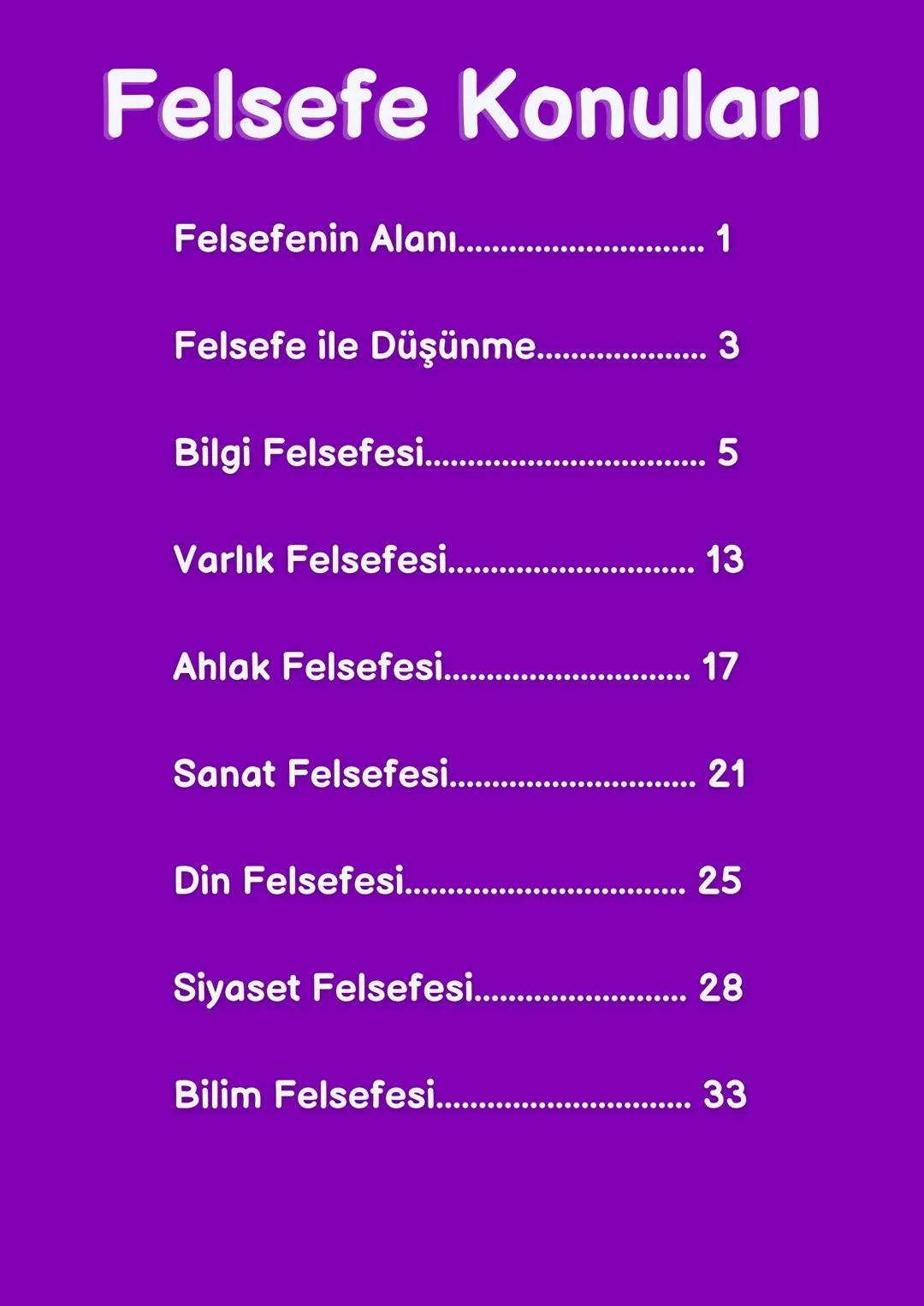 # Felsefe Konuları
Felsefenin Alanı........................................................................................................