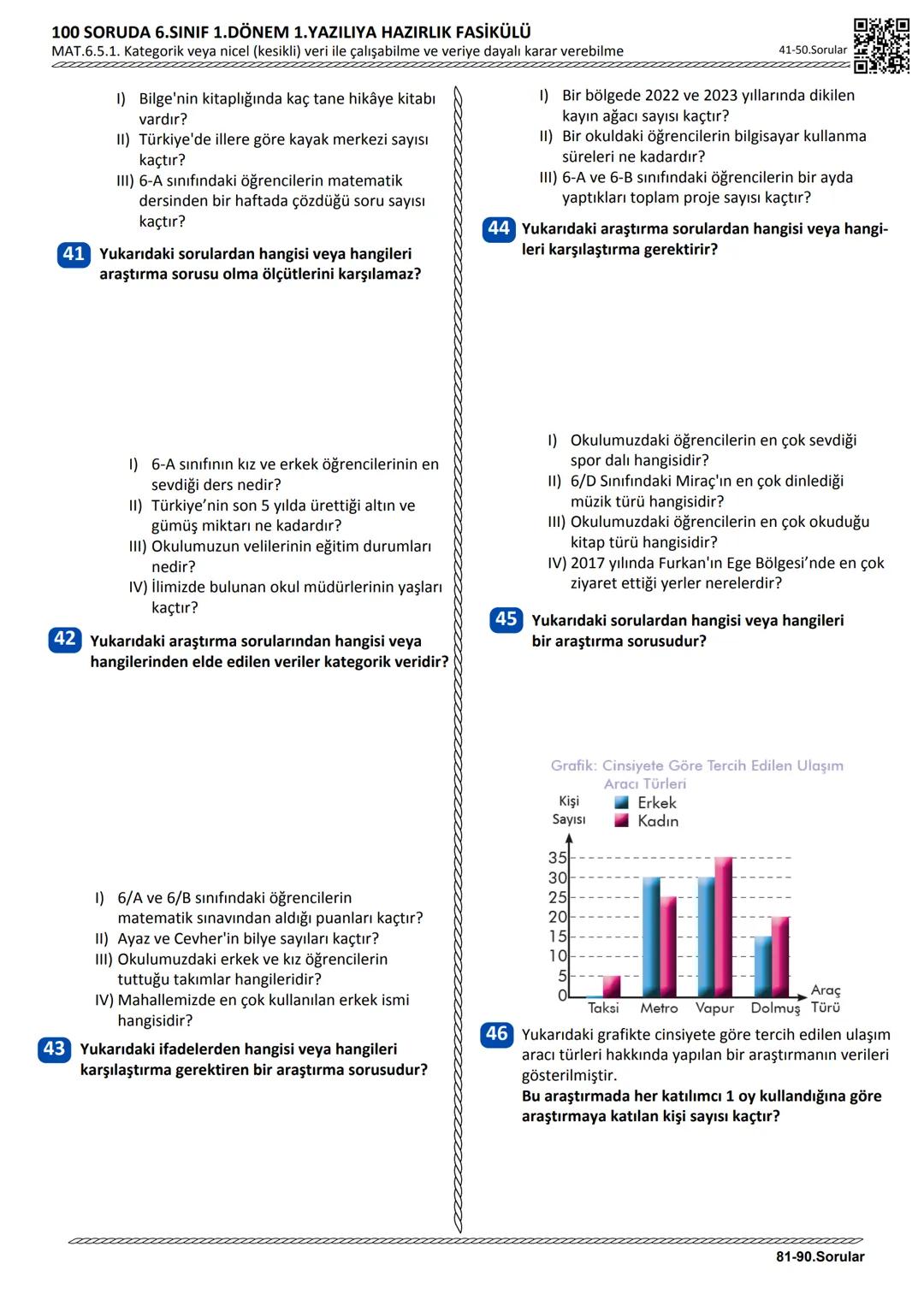 6. SINIF
100 SORUDA
1.DÖNEM 2.YAZILIYA HAZIRLIK
FASİKÜLÜ
1.DÖNEM
2.YAZILI
2025-2026
MEB
KAYNAKLARINDAN
DERLENMİŞTİR
NOT: Fasikülün tam