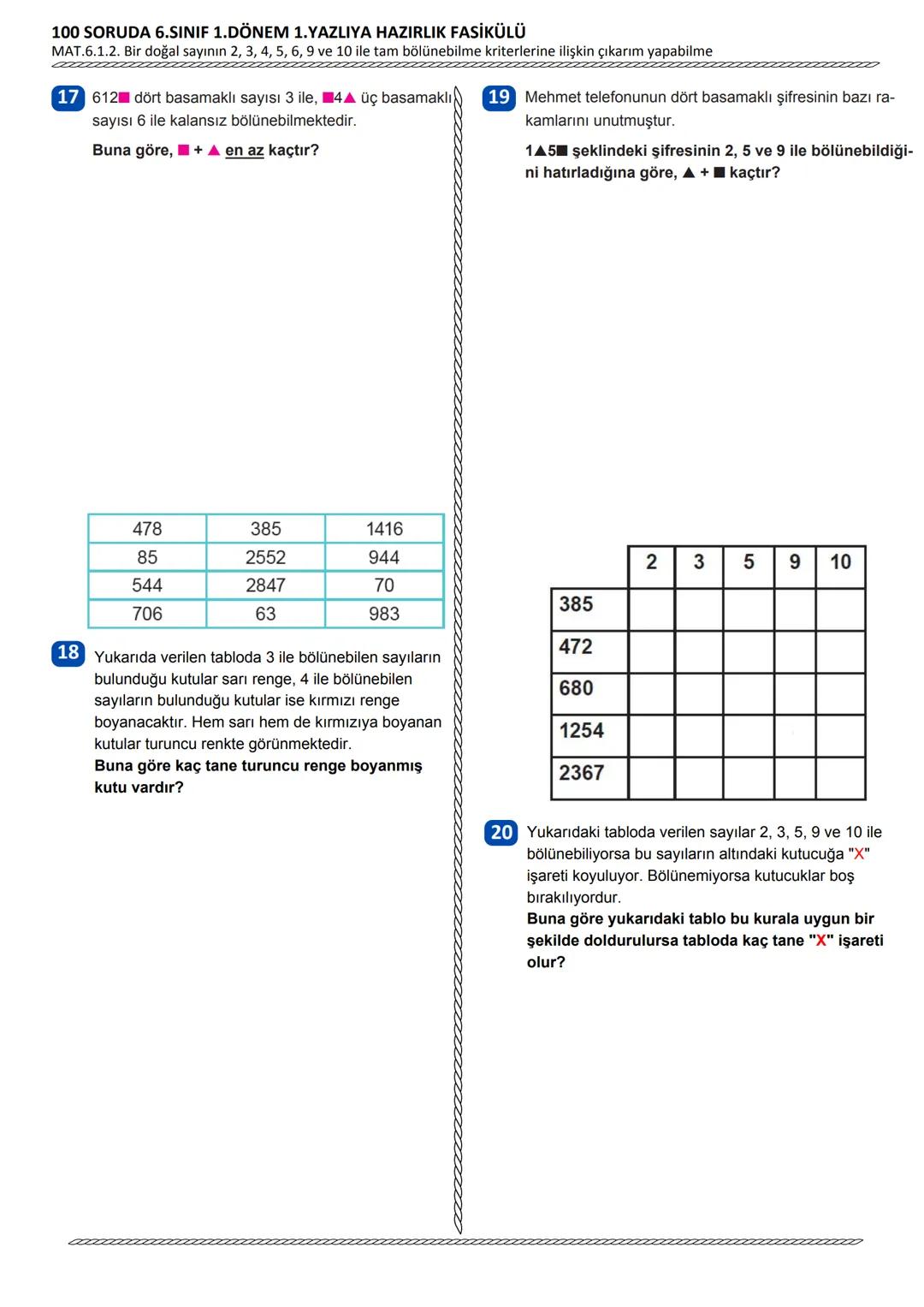 6. SINIF
100 SORUDA
1.DÖNEM 2.YAZILIYA HAZIRLIK
FASİKÜLÜ
1.DÖNEM
2.YAZILI
2025-2026
MEB
KAYNAKLARINDAN
DERLENMİŞTİR
NOT: Fasikülün tam