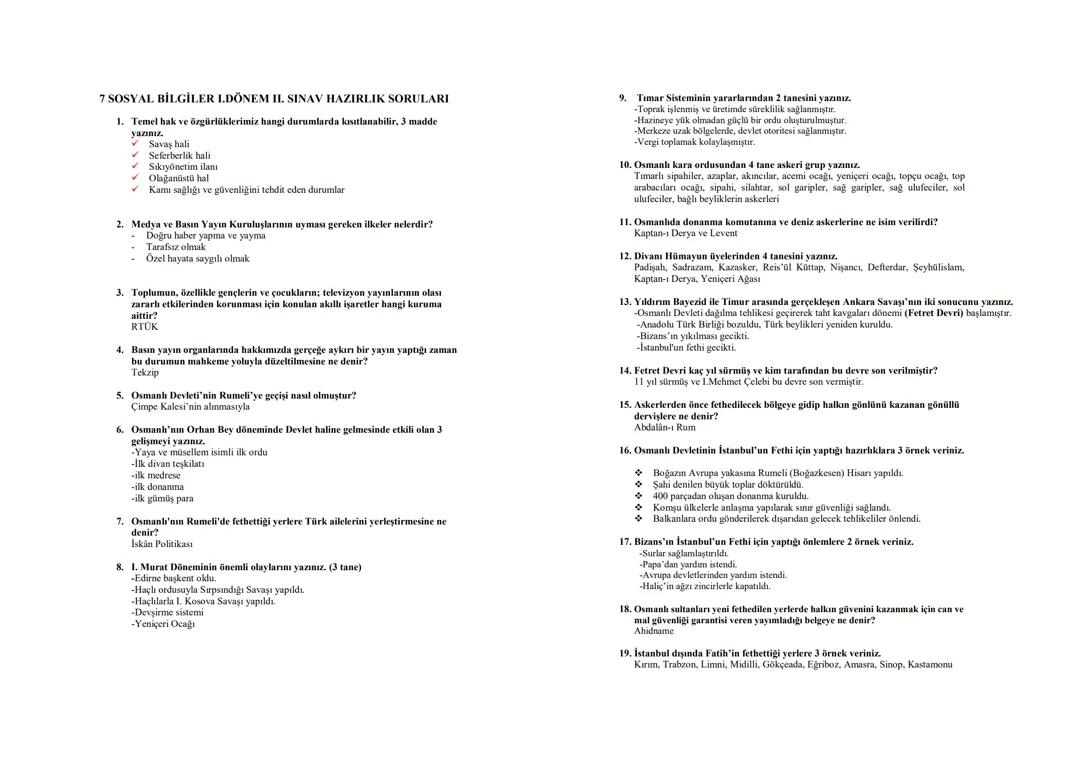 Sosyal bilgiler 7.sınıf