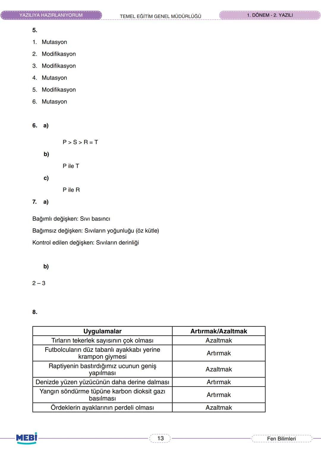 8. SINIF
FEN BİLİMLERİ
YAZILIYA HAZIRLANIYORUM
1. DÖNEM - 2. YAZILI
Bu içerik, Temel Eğitim Genel Müdürlüğü tarafından öğrencilerin yazı
