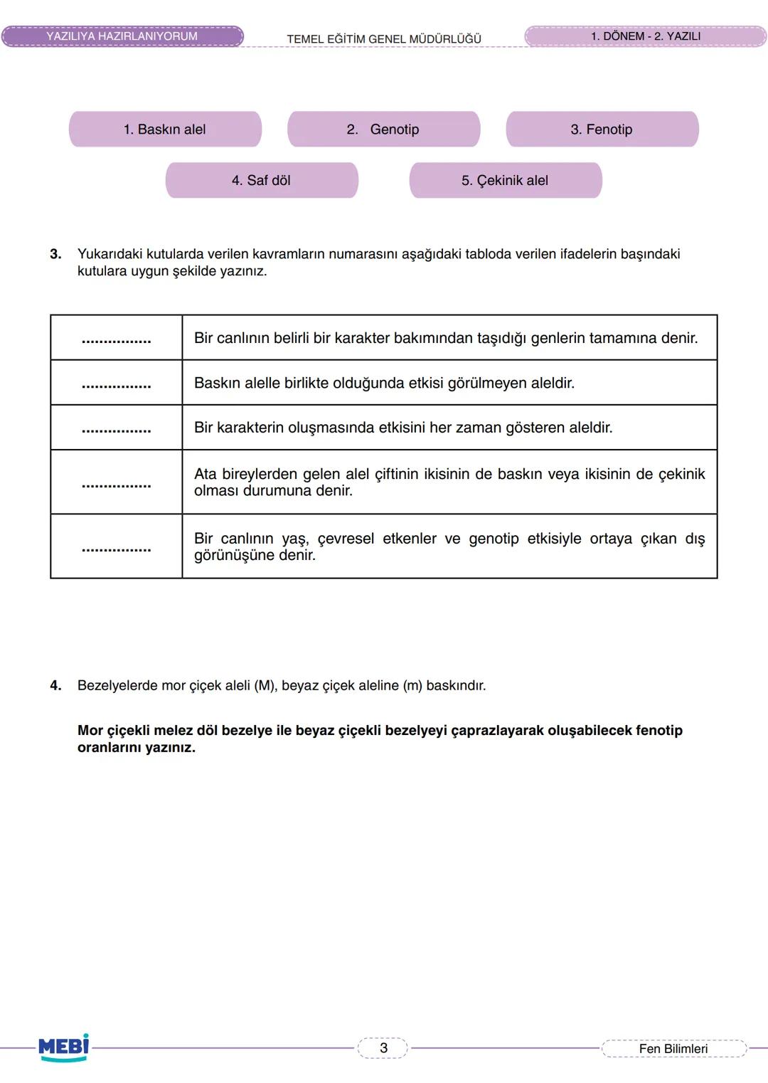 8. SINIF
FEN BİLİMLERİ
YAZILIYA HAZIRLANIYORUM
1. DÖNEM - 2. YAZILI
Bu içerik, Temel Eğitim Genel Müdürlüğü tarafından öğrencilerin yazı