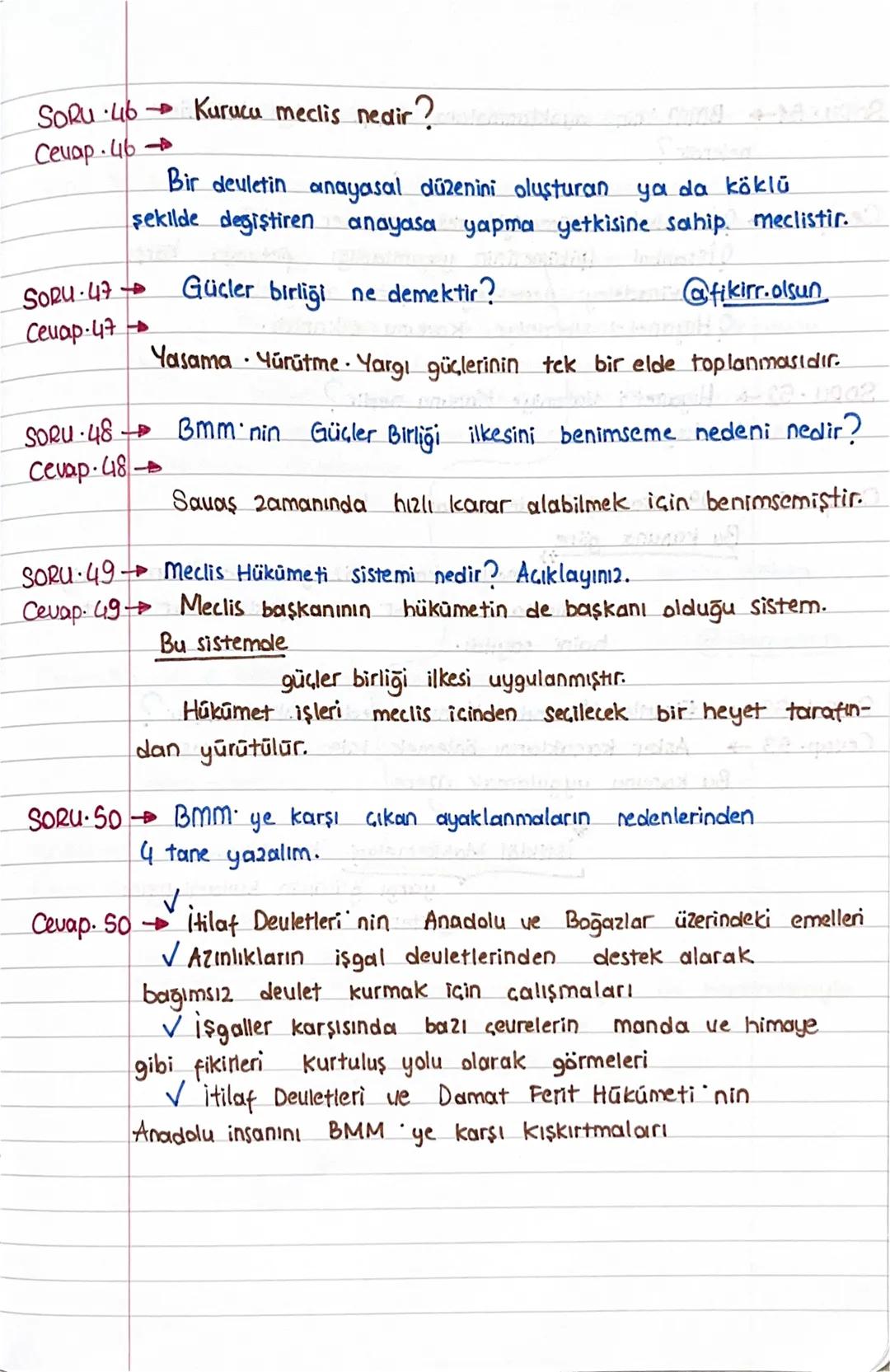 8.SINIF /T.C. İNKILAP TARİHİ VE ATATÜRKÇÜLÜK
1. DÖNEM 2. YAZILIYA HAZIRLIK
SORU CEVAP
ÇALIŞMASI
SORU 1 Kuva-yı Milliye nedir? Açıklayalım.
